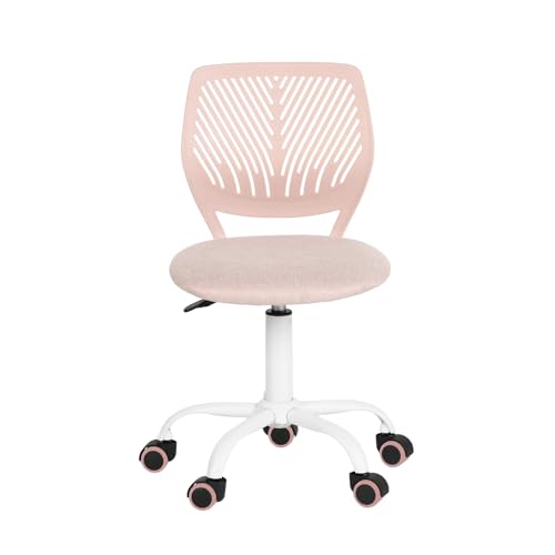 FurnitureR Set von 1 Schreibtisch Stuhl, einstellbare Höhe Task Stuhl, Drehstuhl mit kleinem Loch Rückenlehne Design für Schlafzimmer Arbeitszimmer, Morandi Pink von FurnitureR