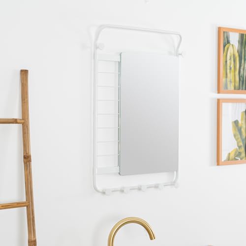 FurnitureR Spiegel Rechteckige, Wandspiegel mit hochwertigen weißer Metallrahmen, Badezimmerspiegel, Moderner Design großer Spiegel, für Diele, Badezimmer, Wohnzimmer und Mehr, 50X70CM von FurnitureR