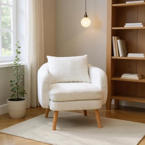 FurnitureR Teddy-Samt Einzelsessel, gemütlicher 1-Sitzer für Wohnzimmer, mit Kissen, französischer Landhausstil, Einzelsessel Sofa, 1-Sitzer Couch, gemütlich, für Wohnzimmer, Teddy-Samt, französischer FurnitureR Teddy-Samt Einzelsessel, gemütlicher 1-Sitzer für Wohnzimmer, mit Kissen, französischer Landhausstil, Einzelsessel Sofa, 1-Sitzer Couch, gemütlich, für Wohnzimmer, Teddy-Samt, französischer von FurnitureR