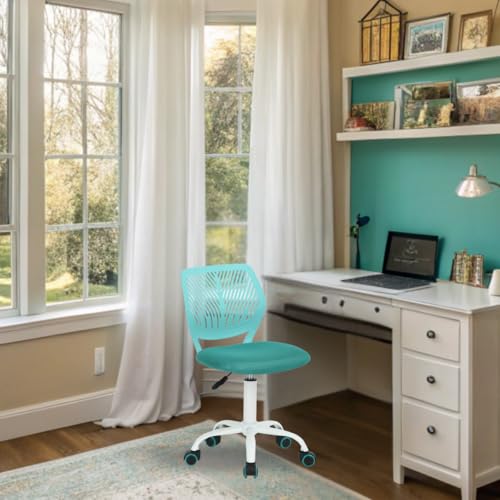 FurnitureR Teenage, Height Adjustable Armless Task, Colourful Study for Home and Computer, Ergonomic & Swivel Office, 40,5 x 44 x 87 cm, Türkis, Metall, 44 x 40 x 87 cm von FurnitureR