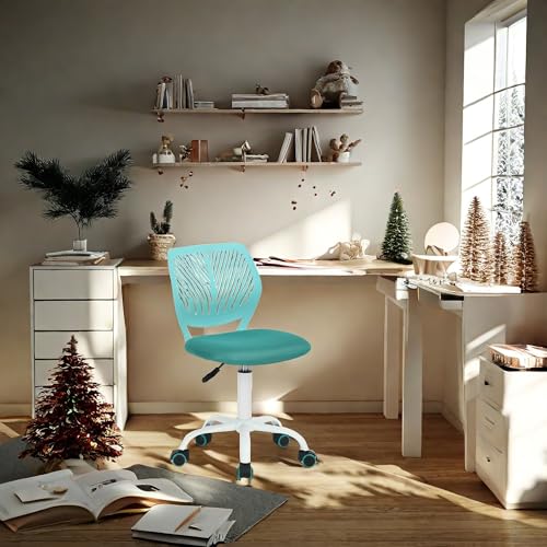 FurnitureR Teens Mädchen Task Chair 360 Swivel Low Mid PP Mesh Back Fabric Sitz Höhenverstellbare Rollrolle, Fabric Turquoise FurnitureR Teens Mädchen Task Chair 360 Swivel Low Mid PP Mesh Back Fabric Sitz Höhenverstellbare Rollrolle, Fabric Turquoise von FurnitureR