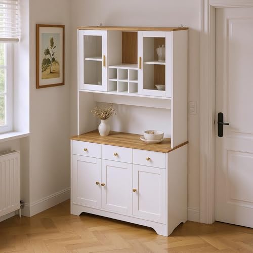 FurnitureR Weißer Kommodenschrank, Moderne Staumöglichkeit, MDF Material, Stilvolles Design mit Goldgriffen, Kompakte Größe, Vielseitig einsetzbar von FurnitureR