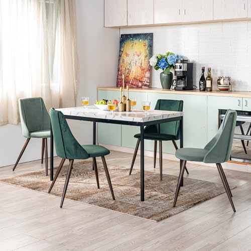 FurnitureR Wohnzimmertische aus weißem Marmorimitat, Schlichter und eleganter Stil für 4 bis 6 Personen, Dicke Holzplatte mit Metallstruktur, für Küche, Esszimmer, Wohnzimmer, 120 x 70 x 75 cm von FurnitureR