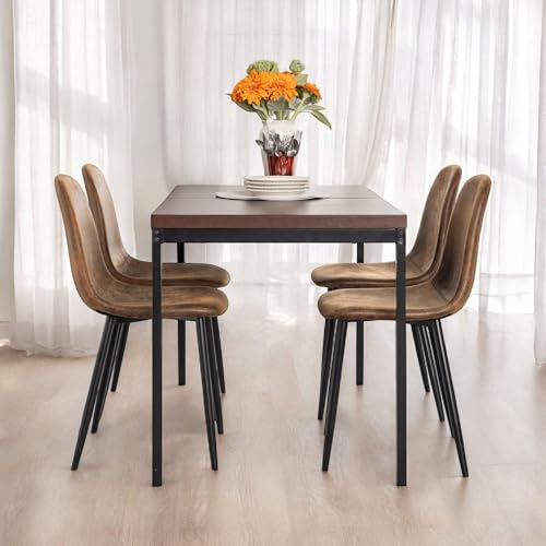 FurnitureR Wohnzimmertische in Braun, Schlichter und eleganter Stil für 4 bis 6 Personen, Dicke Holzplatte mit Metallstruktur, für Esszimmer, Empfangsräume, 120 x 70 x 75 cm FurnitureR Wohnzimmertische in Braun, Schlichter und eleganter Stil für 4 bis 6 Personen, Dicke Holzplatte mit Metallstruktur, für Esszimmer, Empfangsräume, 120 x 70 x 75 cm von FurnitureR