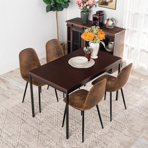 FurnitureR Wohnzimmertische in Braun, Schlichter und eleganter Stil für 4 bis 6 Personen, Dicke Holzplatte mit Metallstruktur, für Küche, Esszimmer, Wohnzimmer, 120 x 70 x 75 cm von FurnitureR