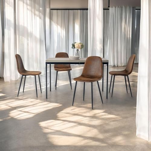 FurnitureR Wohnzimmertische in Grau, Schlichter und eleganter Stil für 4 bis 6 Personen, Dicke Holzplatte mit Metallstruktur, für Esszimmer, Empfangsräume, 120 x 70 x 75 cm von FurnitureR
