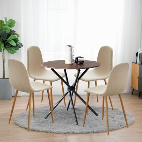 FurnitureR runder Esstisch mit 4 Stühlen, Satz von 4 Esszimmer Stühlen mit Küchentisch, Esszimmer Gruppe, Esszimmer, Tisch Set für Küche, Wohnzimmer, Balkon, Dunkelbraune-Schwarze+Weiße-Eichenfarbene FurnitureR runder Esstisch mit 4 Stühlen, Satz von 4 Esszimmer Stühlen mit Küchentisch, Esszimmer Gruppe, Esszimmer, Tisch Set für Küche, Wohnzimmer, Balkon, Dunkelbraune-Schwarze+Weiße-Eichenfarbene von FurnitureR