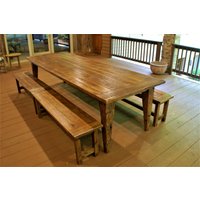 Reeigner Hand Gehauener Sich Verjüngender Bein-Farm-Tisch Mit Sitzbank-Set von FurnitureXDesign