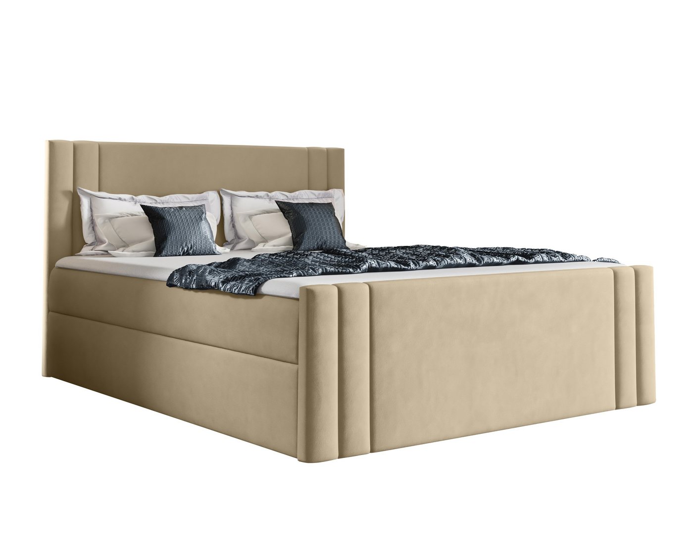 Furnix Boxspringbett CARLOTT 120/140/160/180/200x200 Kontinentalbett mit Bettkästen Auswahl, Bonnelfeder H3, Höhe der Liegefläche: 52 cm von Furnix