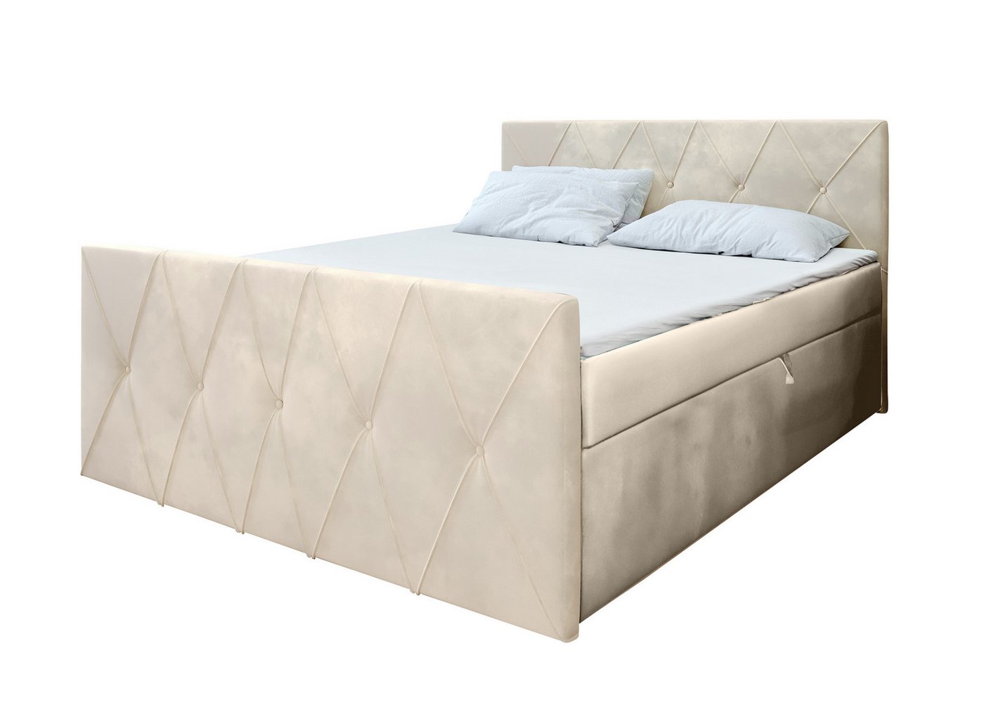 Furnix Boxspringbett CRISTI LUX 140/160/180/200x200 Bett mit 2 Bettkästen, Länge 216, Höhe 102 cm, vollständig gepolstert von Furnix