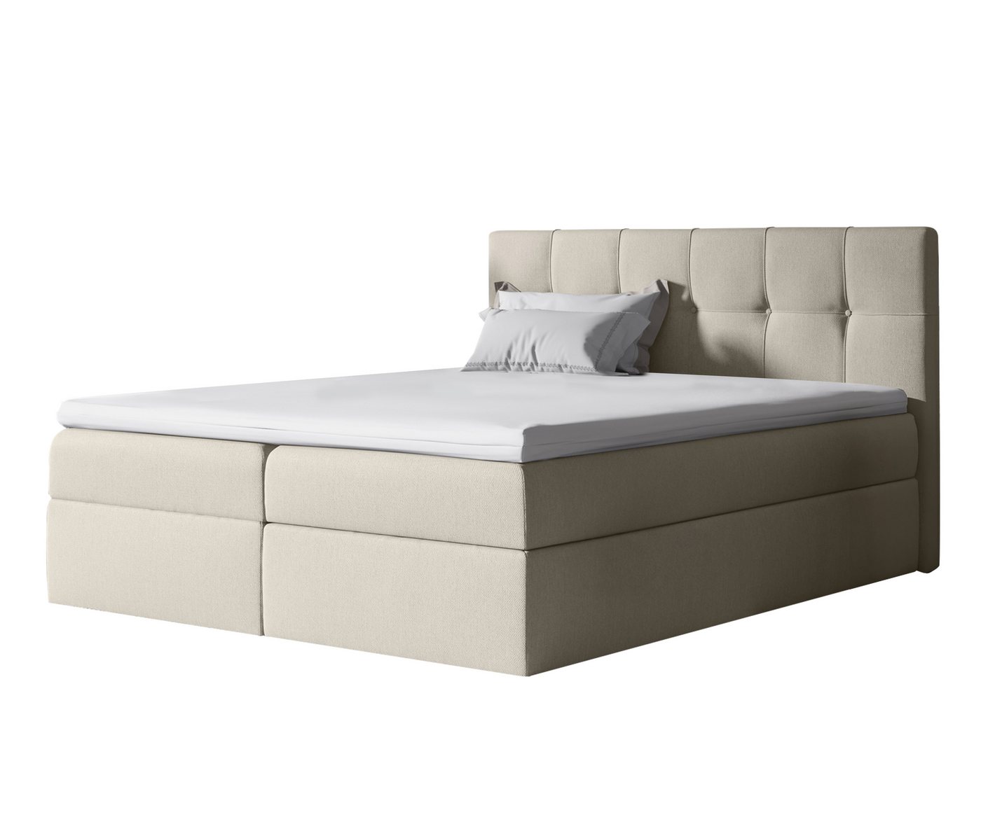 Furnix Boxspringbett ERNIE 140/160/180/200x200 Doppelbett mit Bettkasten & Topper Wahl, hochwertige pflegeleichte Polsterstoffe von Furnix