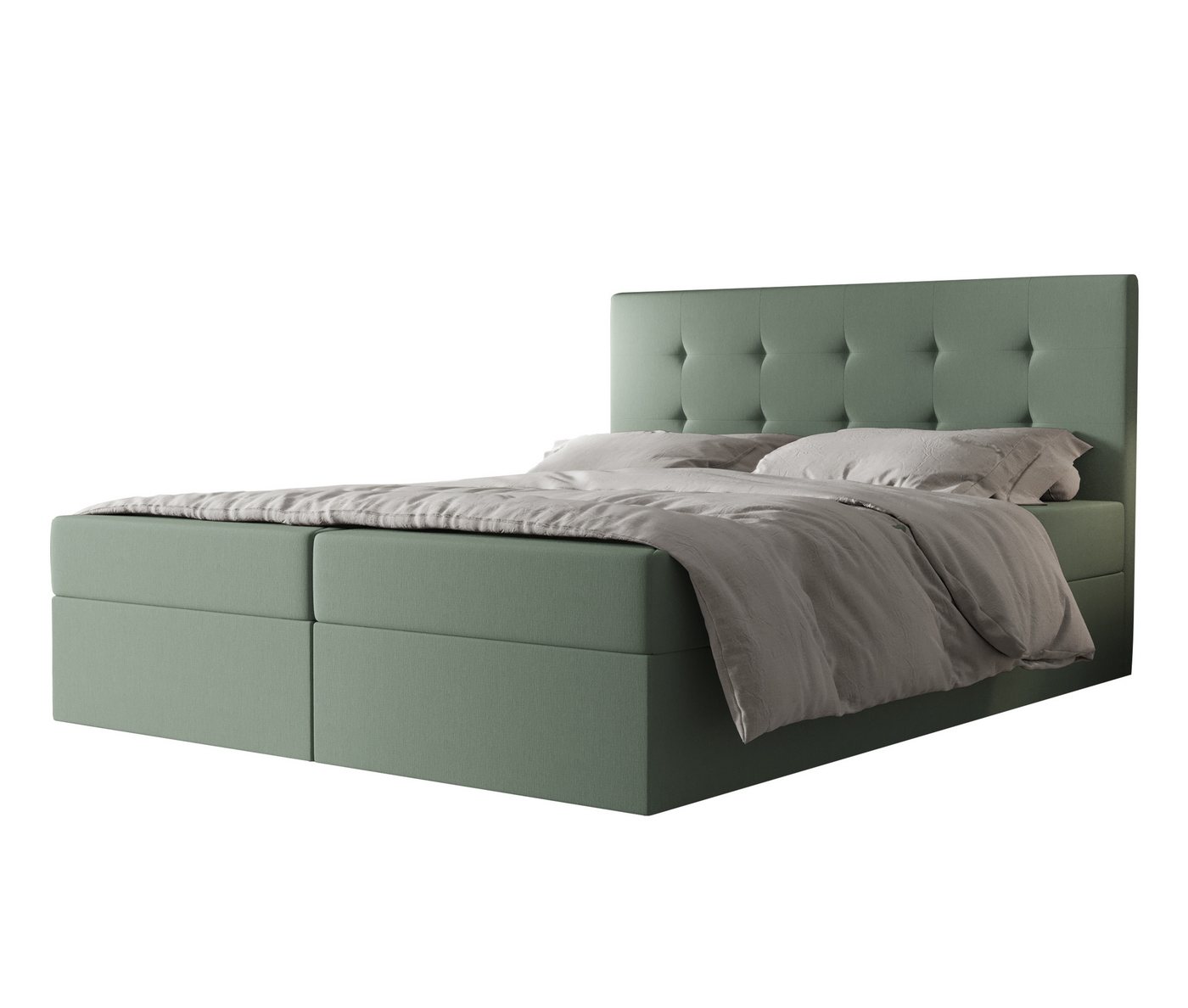 Furnix Boxspringbett FISON-2 140/160/180x200 Polsterbett mit Bettkasten und Kopfteil, 2 Bonell-Federkern-Matratzen H3, hochwertig & robust von Furnix