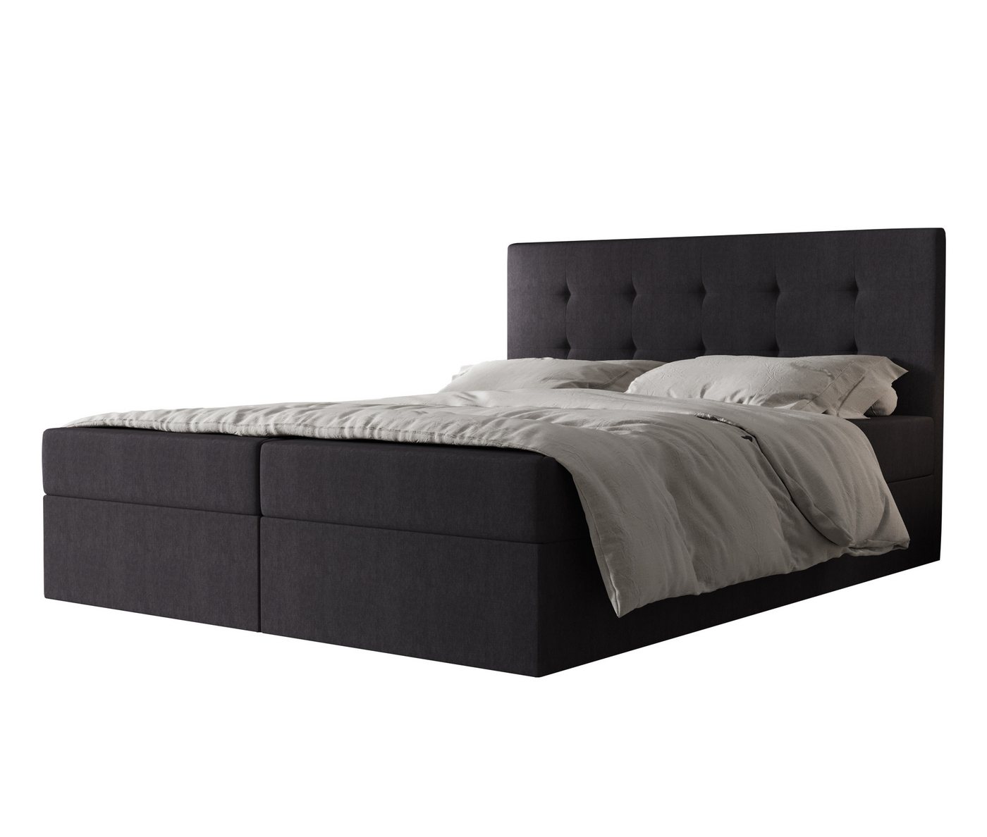 Furnix Boxspringbett FISON-2 140/160/180x200 Polsterbett mit Bettkasten und Kopfteil, 2 Bonell-Federkern-Matratzen H3, hochwertig & robust von Furnix