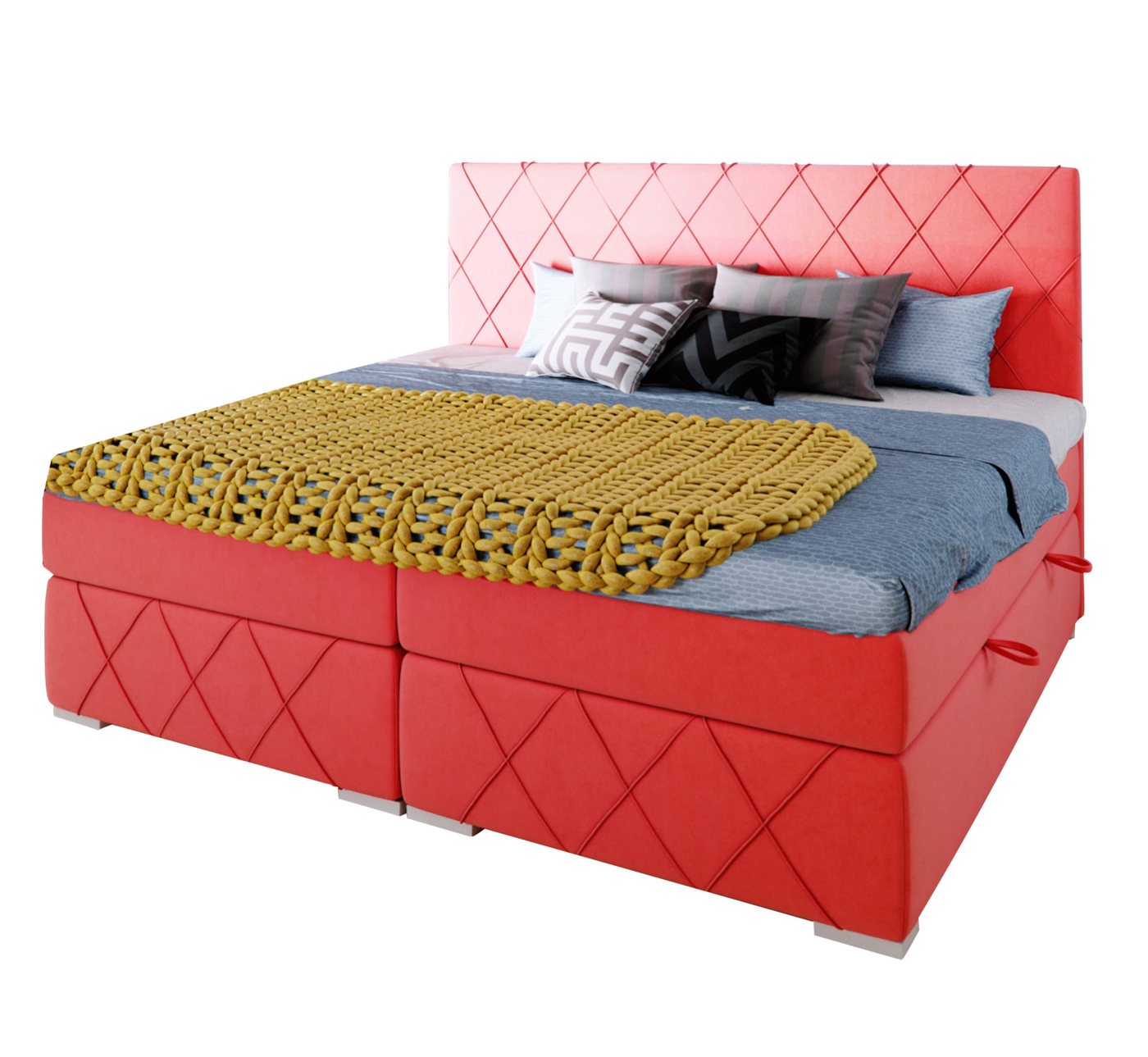 Furnix Boxspringbett FREDD Polsterbett 140/160x180x200 cm 2 Bettkasten inkl. Topper, 7-Zonen Taschenfederkern-Matratze, hochwertig & robust von Furnix