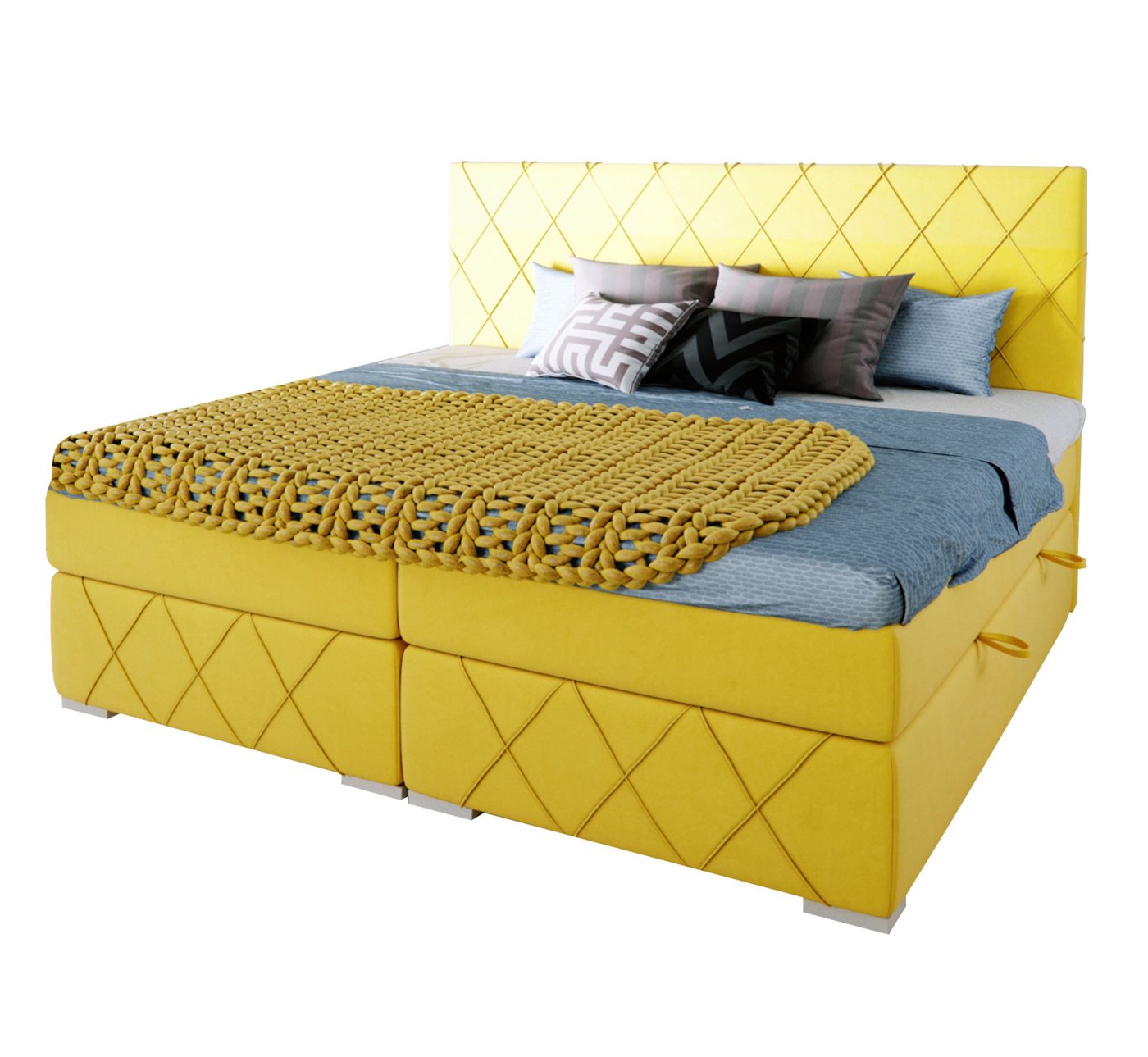 Furnix Boxspringbett FREDD Polsterbett 140/160x180x200 cm 2 Bettkasten inkl. Topper, 7-Zonen Taschenfederkern-Matratze, hochwertig & robust von Furnix