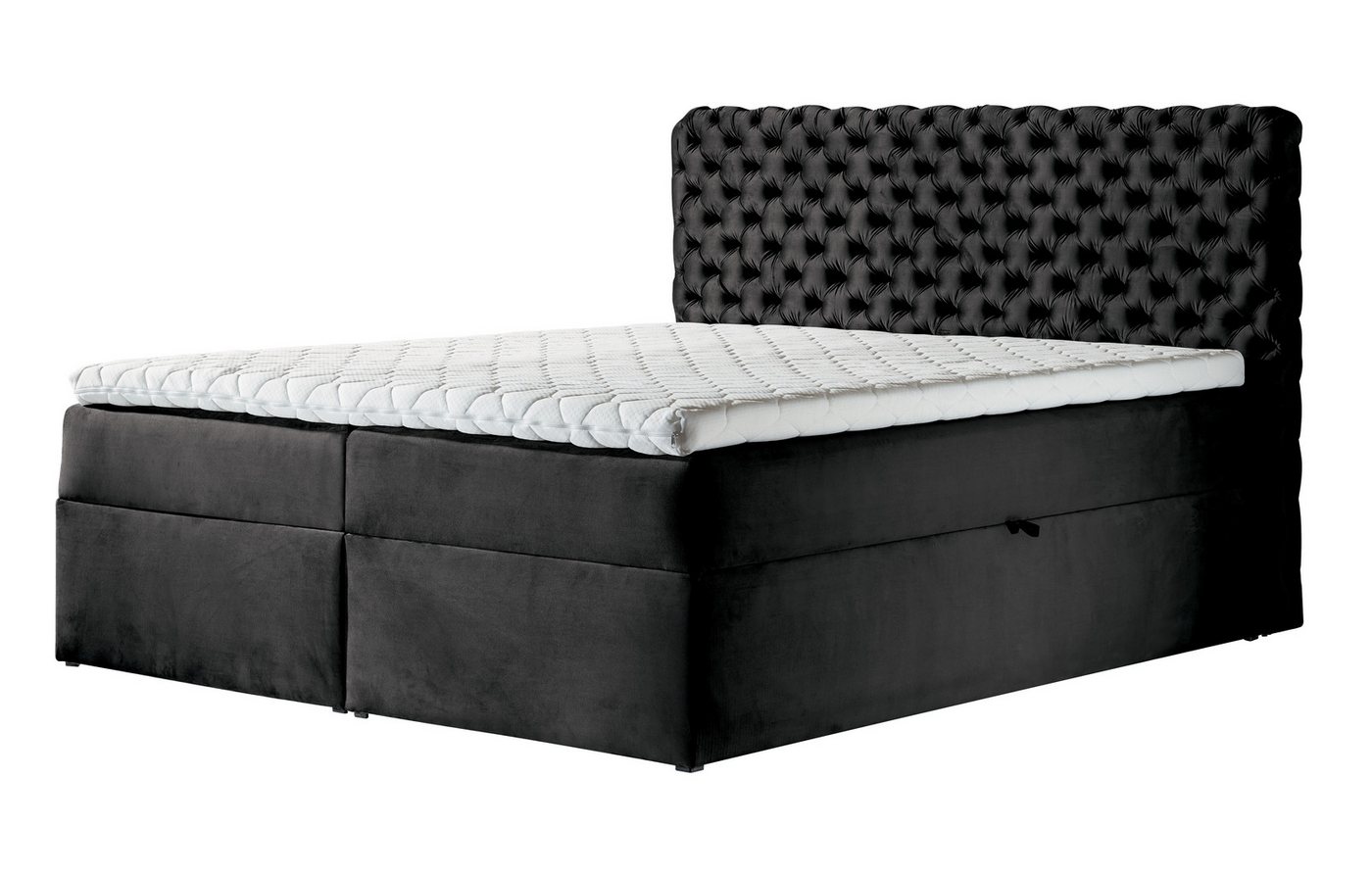 Furnix Boxspringbett HAILEY 120/140/160/180/200x200 mit zwei tiefen Bettkästen und Topper, Gasdruckfedern-Öffnungsautomatik, Bonell-Federkern H3 von Furnix