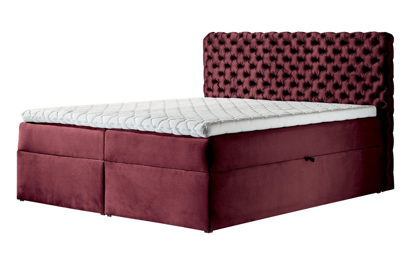 Furnix Boxspringbett HAILEY 120/140/160/180/200x200 mit zwei tiefen Bettkästen und Topper, Gasdruckfedern-Öffnungsautomatik, Bonell-Federkern H3 von Furnix