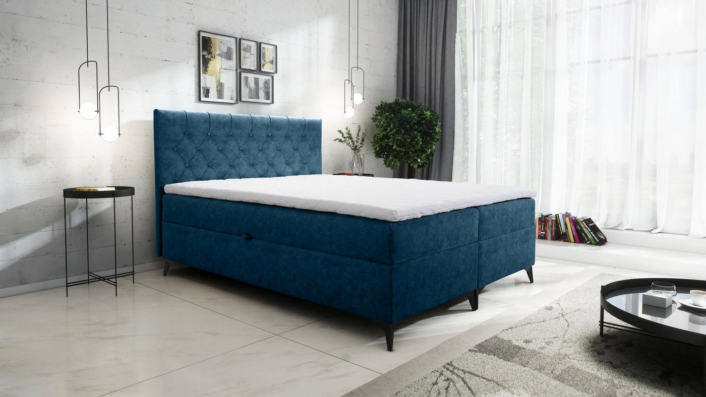 Furnix Boxspringbett JULLIE 129-200x200 mit Topper Bettkaste Farbe/Größe Auswahl, mit Topper von Furnix