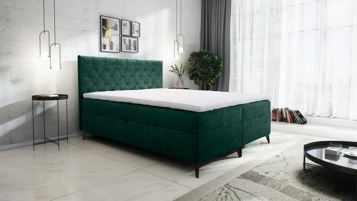 Furnix Boxspringbett JULLIE 129-200x200 mit Topper Bettkaste Farbe/Größe Auswahl, mit Topper von Furnix