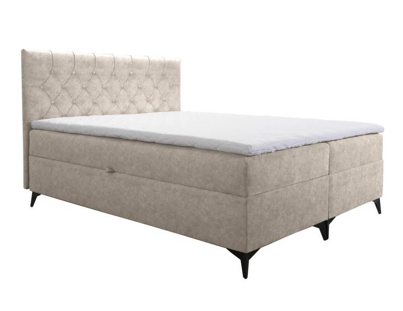 Furnix Boxspringbett JULLIE 129-200x200 mit Topper Bettkaste Farbe/Größe Auswahl, mit Topper von Furnix