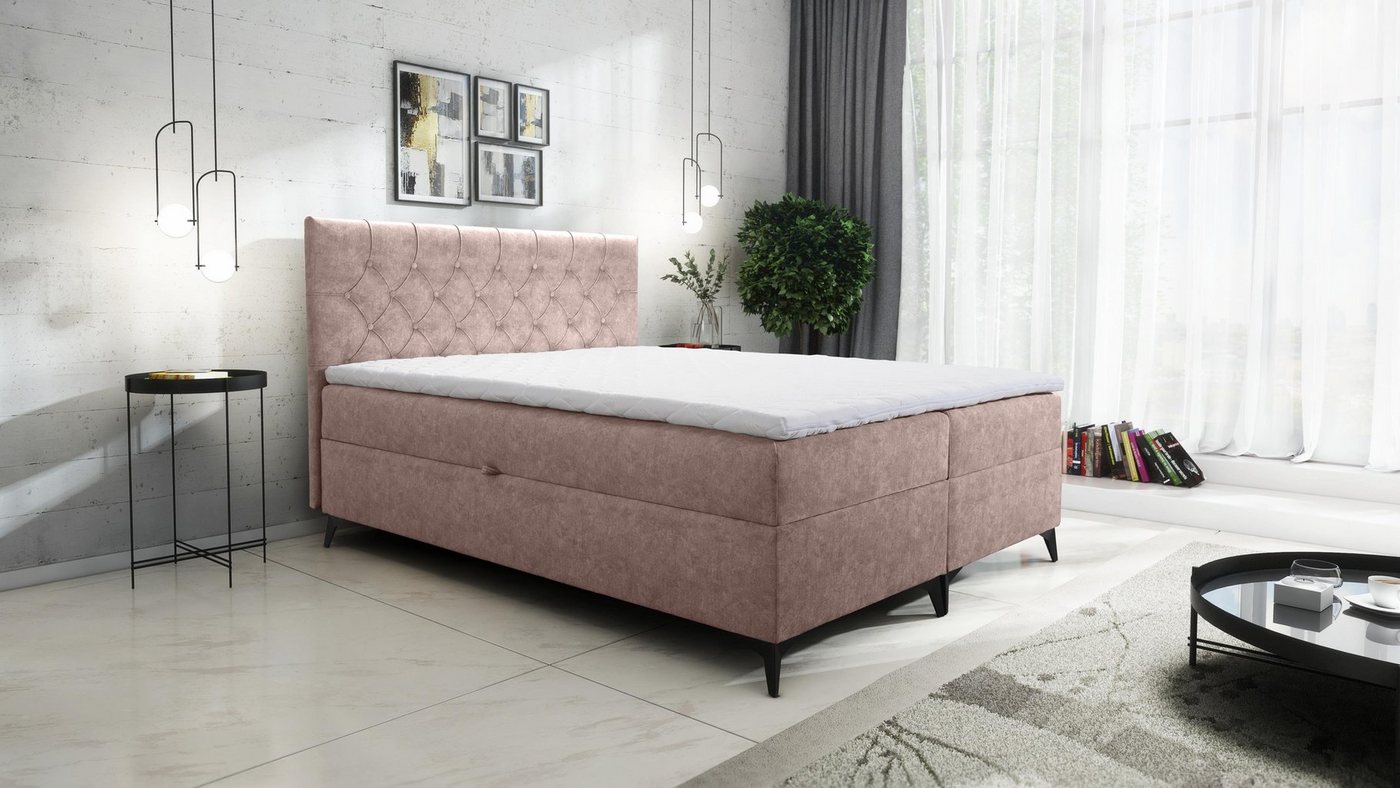 Furnix Boxspringbett JULLIE 129-200x200 mit Topper Bettkaste Farbe/Größe Auswahl, mit Topper von Furnix