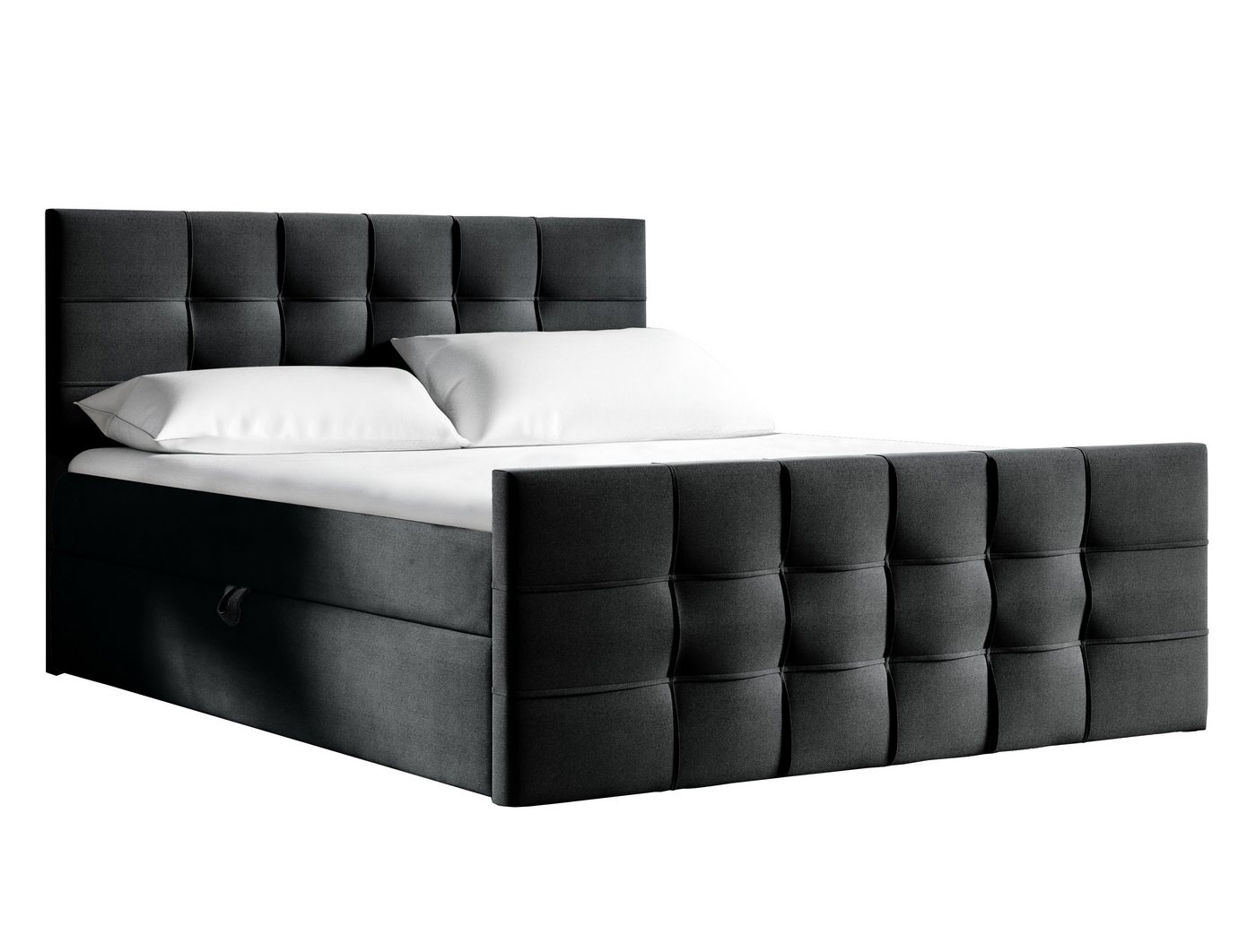 Furnix Boxspringbett KARLAN 120-200x200 mit Kopf- und Fußteil und Topper, Bonellfederkern H3, pillingarmer pflegeleichter Polsterstoff von Furnix