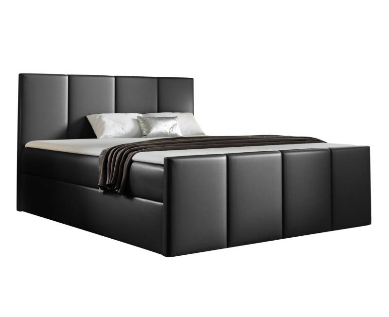 Furnix Boxspringbett LARSH 120-200x200 Doppelbett mit Topper & Bettkasten Eco-Leder, hochwertige Polsterstoffe, vollständig gepolstert, modernes Design von Furnix