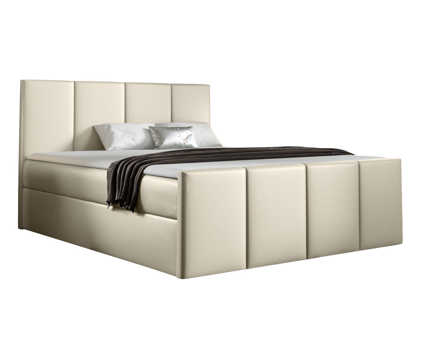 Furnix Boxspringbett LARSH 120-200x200 Doppelbett mit Topper & Bettkasten Eco-Leder, hochwertige Polsterstoffe, vollständig gepolstert, modernes Design von Furnix