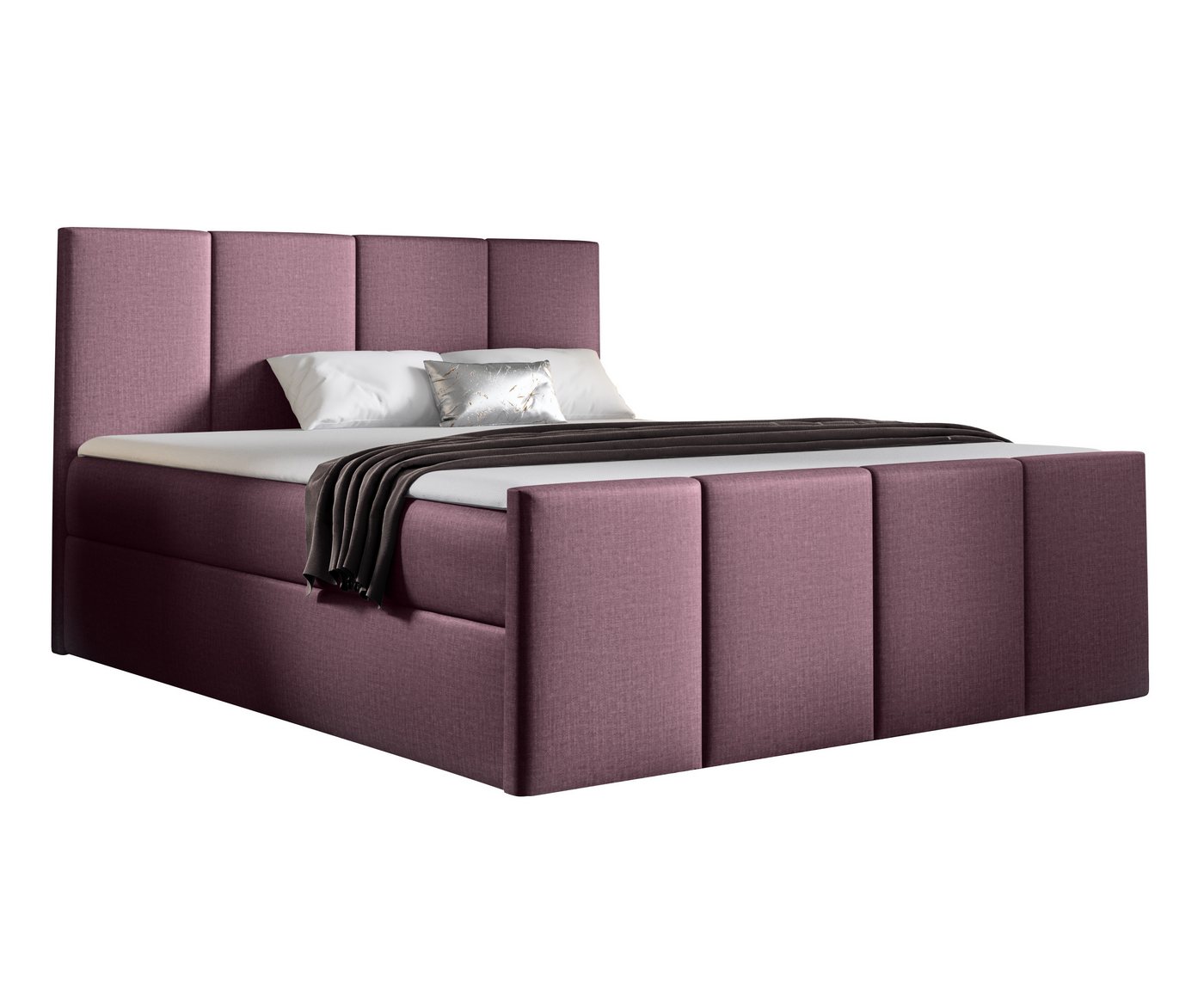 Furnix Boxspringbett LARSH 120-200x200 Doppelbett mit Topper & Bettkasten Samt-Optik, inkl. 2 Bettkästen mit Öffnungsautomatik, vollständig gepolstert von Furnix