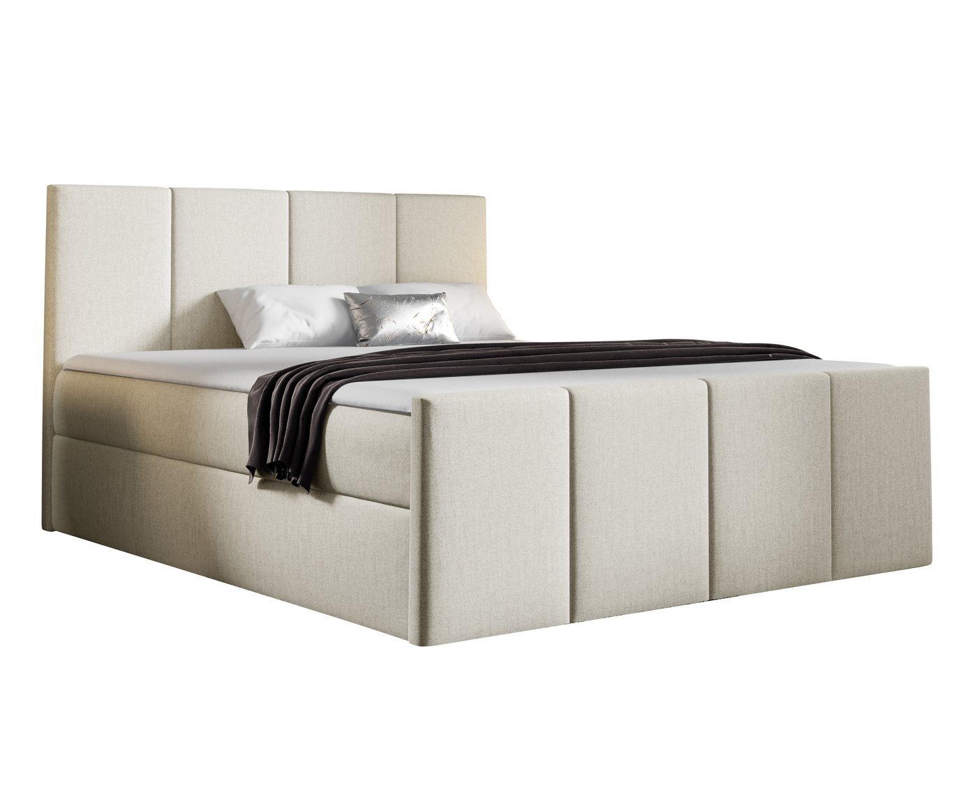 Furnix Boxspringbett LARSH 120-200x200 Doppelbett mit Topper & Bettkasten Samt-Optik, inkl. 2 Bettkästen mit Öffnungsautomatik, vollständig gepolstert von Furnix