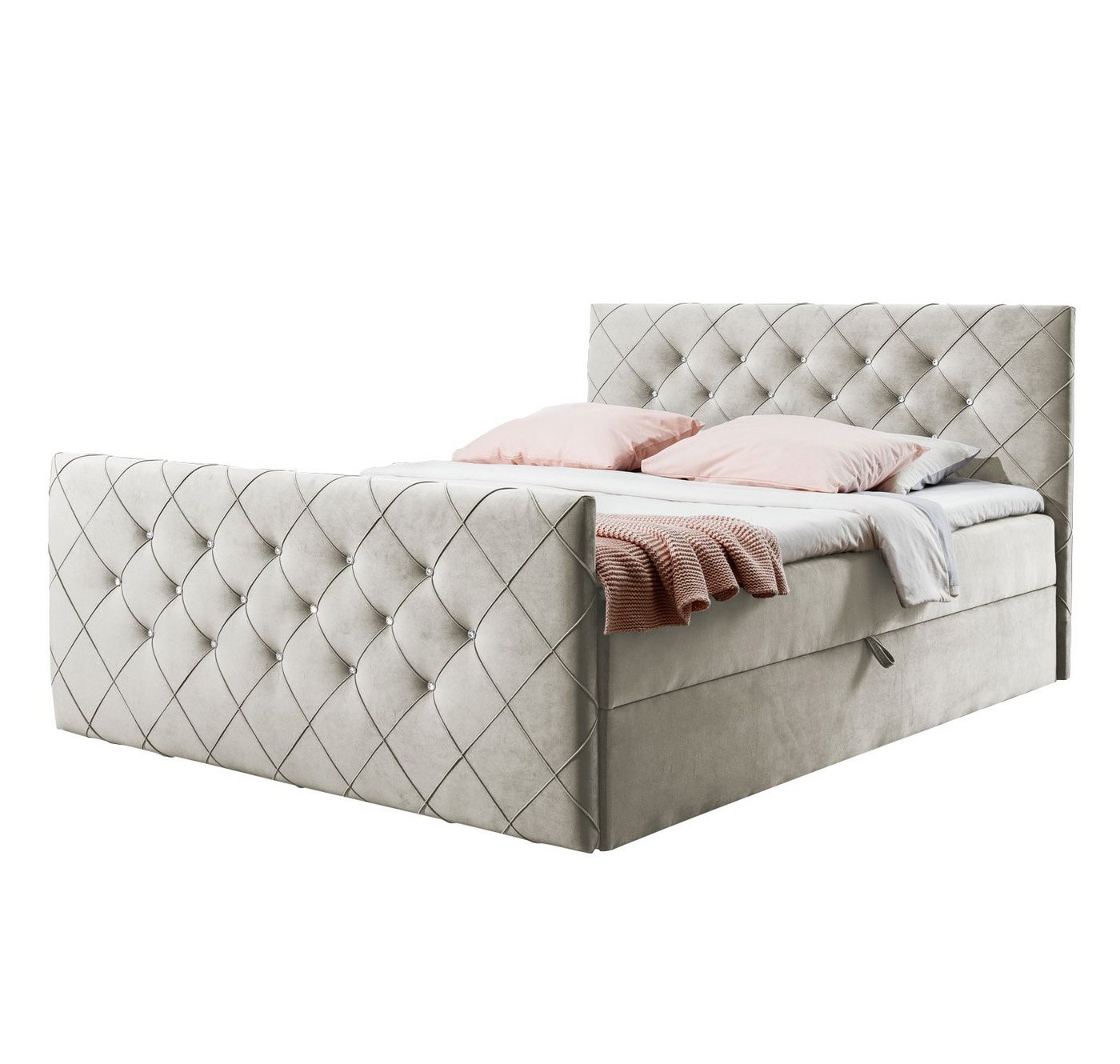 Furnix Boxspringbett MOLIE 120-200x200 Kopf- und Fußteil Bettkasten und Topper, angenehmer, abriebfester, pflegeleichter Stoff von Furnix