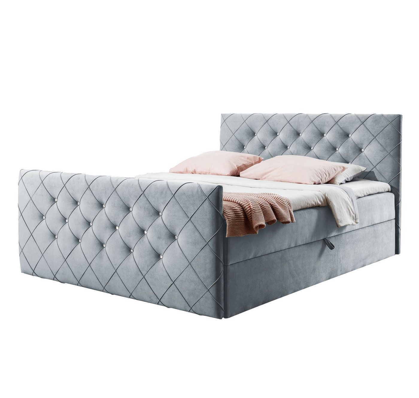 Furnix Boxspringbett MOLIE 120-200x200 Kopf- und Fußteil Bettkasten und Topper, angenehmer, abriebfester, pflegeleichter Stoff von Furnix