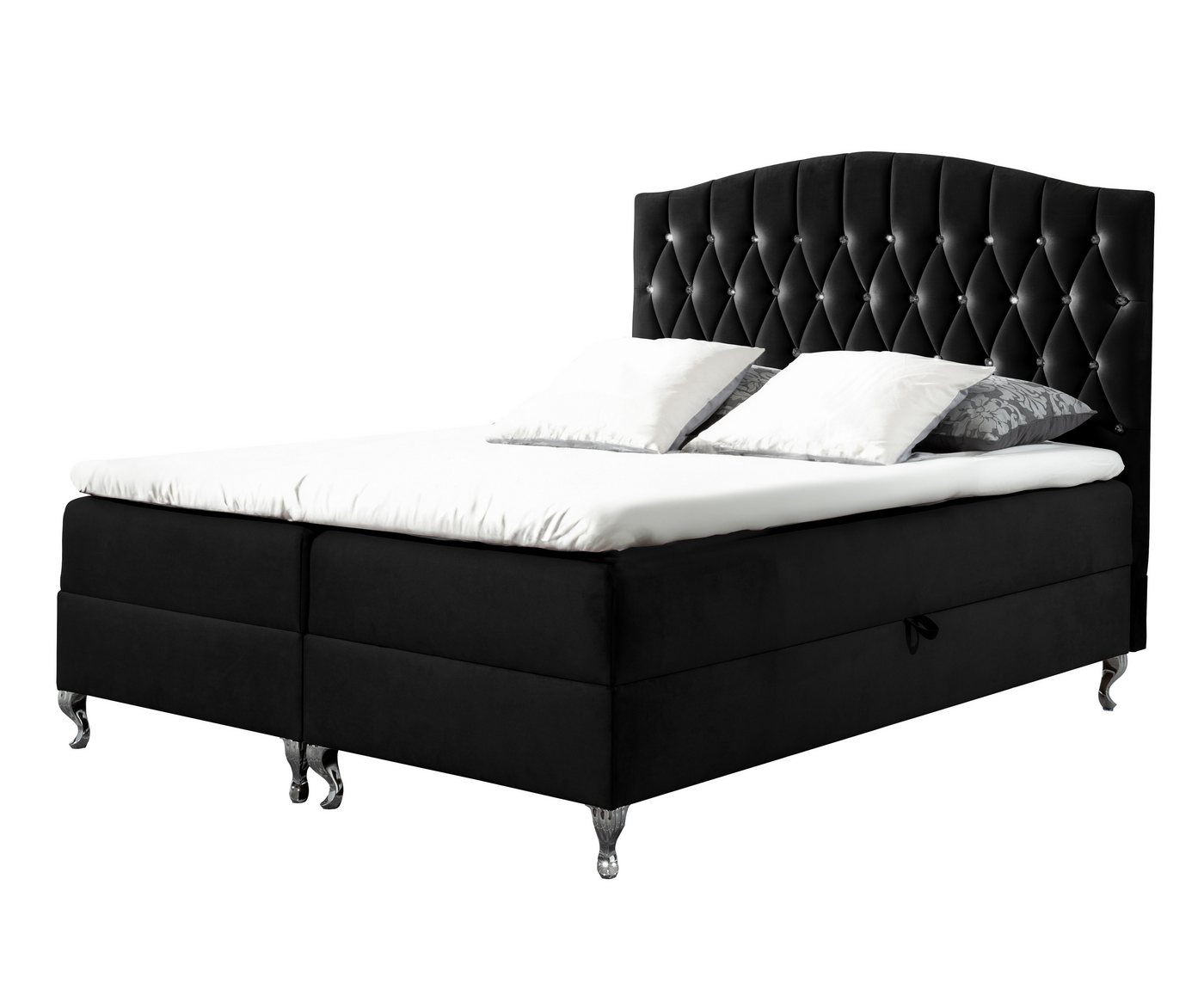 Furnix Boxspringbett RELISA 120/140/160/180x200 mit Topper und Nickelfüßen, Bonellfederkern H3, mit Topper, hochwertiger Stoff von Furnix