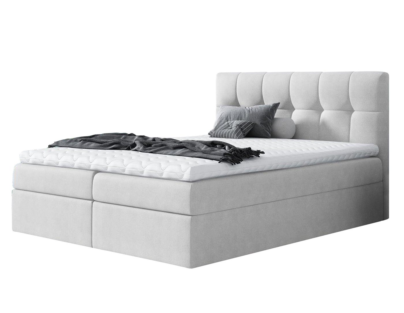 Furnix Boxspringbett RICKIE 140/160/180/200x200 cm mit tiefen Bettkasten & Topper Auswahl, hochwertige, strapazierfähige Polsterstoffe, Made in Europe von Furnix