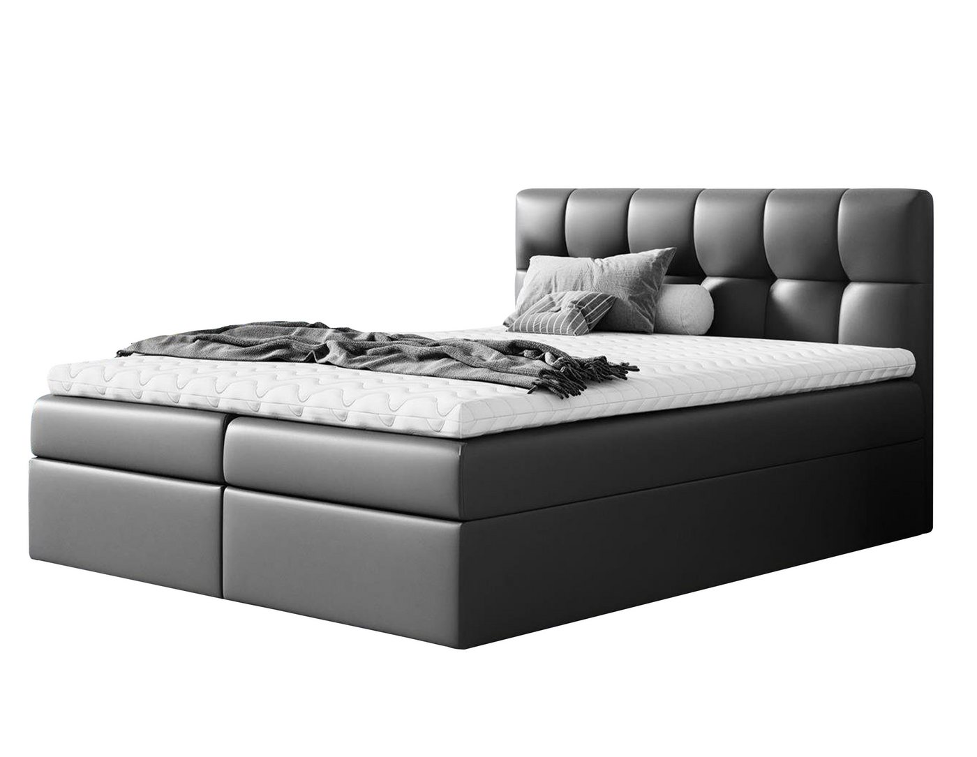 Furnix Boxspringbett RICKIE 140/160/180/200x200 cm mit tiefen Bettkasten & Topper Auswahl, hochwertige, strapazierfähige Polsterstoffe, Made in Europe von Furnix