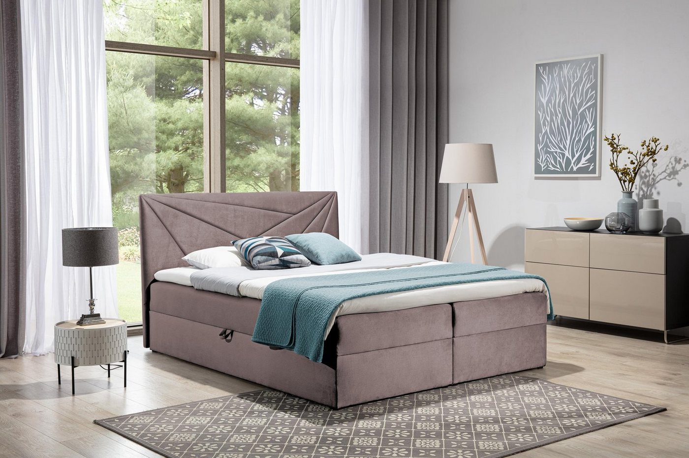 Furnix Boxspringbett TREZO 5 120x200 Doppelbett mit Bettkasten und Topper, pflegeleichte hochwertige Stoffe von Furnix