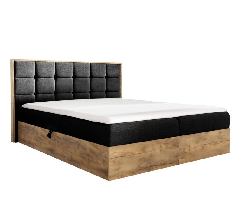 Furnix Boxspringbett ZONNI 120-200x200 mit Bettkasten aus Möbelplatten und Topper, Bonell-federkern Matratze H3, strapazierfähiger Polsterstoff von Furnix