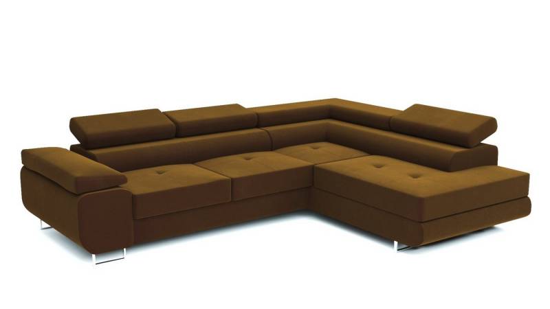 Furnix Ecksofa ANDROMEDE Schlafsofa in L-Form, Polstercouch, B275 x T203 x H71 cm (90 cm mit aufgestellten Kopfstützen) von Furnix