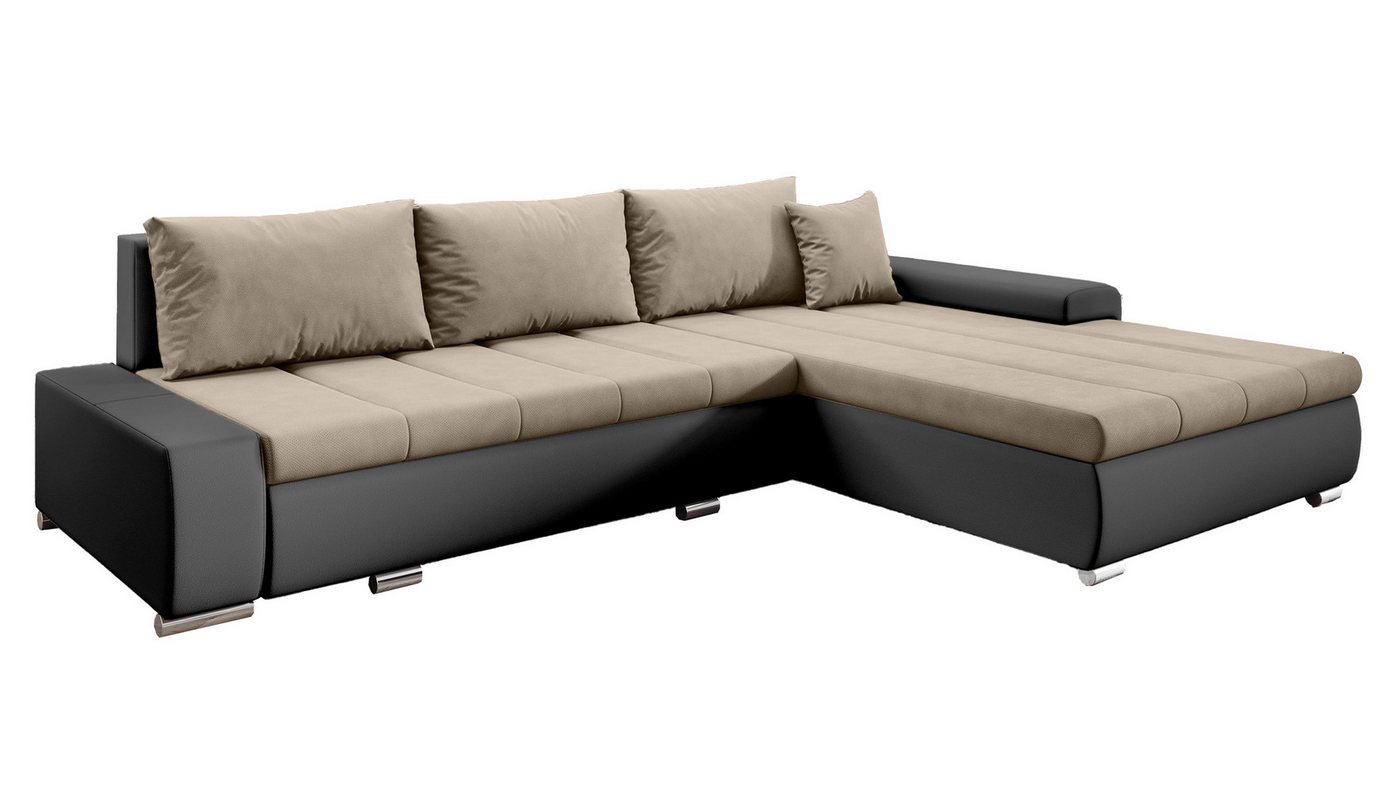 Furnix Ecksofa DARCELLE Polsterecke mit Schlaffunktion Bettkasten Kissen Couch L, 297x85x210 cm, Liegefläche 150x255 cm, robust & bequem von Furnix