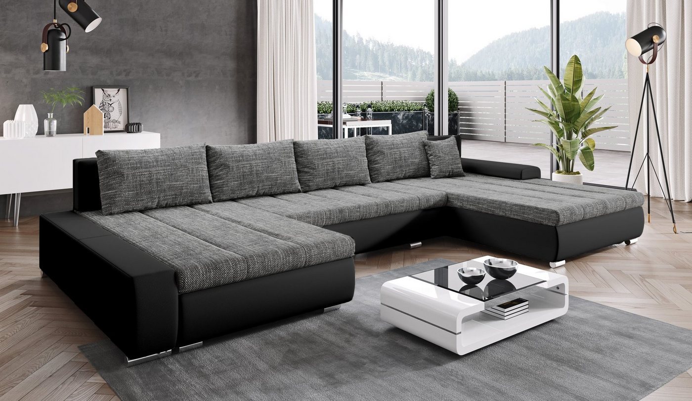 Furnix Ecksofa Elisabetta XXL-Sofa mit Schlaffunktion Couch Schlafsofa in 8 Farben, komfortabel, großzügige Ausmasse von Furnix