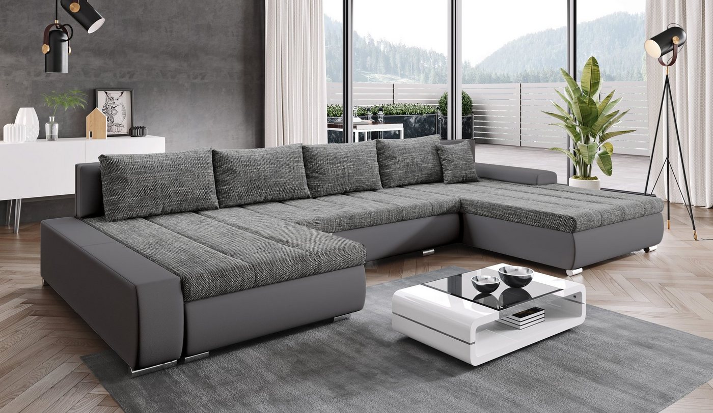 Furnix Ecksofa Elisabetta XXL-Sofa mit Schlaffunktion Couch Schlafsofa in 8 Farben, komfortabel, großzügige Ausmasse von Furnix