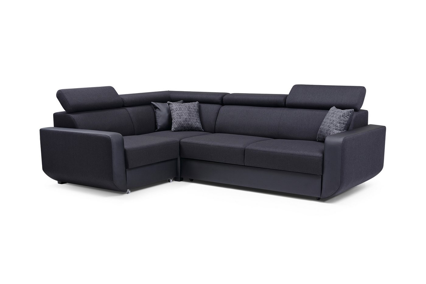 Furnix Ecksofa FENZZY Eck-Couch in L-Form mit Schlaffunktion verstellbare Kopfstützen, Bettkasten, 263x97x184 cm, Liegefläche 126x205 cm, Sitzhöhe 43 cm von Furnix