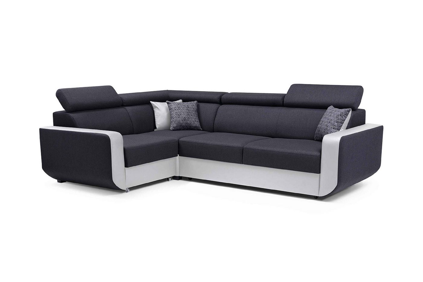 Furnix Ecksofa FENZZY Eck-Couch in L-Form mit Schlaffunktion verstellbare Kopfstützen, Bettkasten, 263x97x184 cm, Liegefläche 126x205 cm, Sitzhöhe 43 cm von Furnix