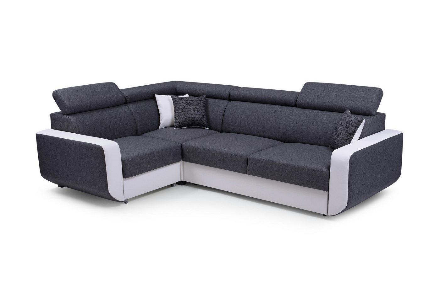 Furnix Ecksofa FENZZY Eck-Couch in L-Form mit Schlaffunktion verstellbare Kopfstützen, Bettkasten, 263x97x184 cm, Liegefläche 126x205 cm, Sitzhöhe 43 cm von Furnix