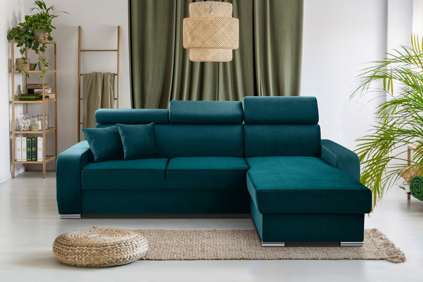 Furnix Ecksofa FRUSCCIO modernes Sofa in L-Form mit Schlaffunktion und Bettkasten, verstellbare Kopfstützen, 2 Zierkissen, robust & elegant von Furnix