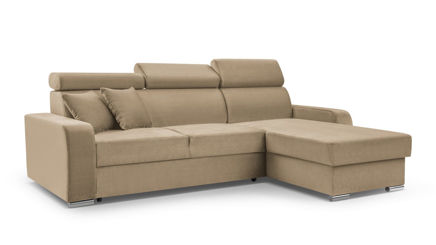 Furnix Ecksofa FRUSCCIO modernes Sofa in L-Form mit Schlaffunktion und Bettkasten, verstellbare Kopfstützen, 2 Zierkissen, robust & elegant von Furnix