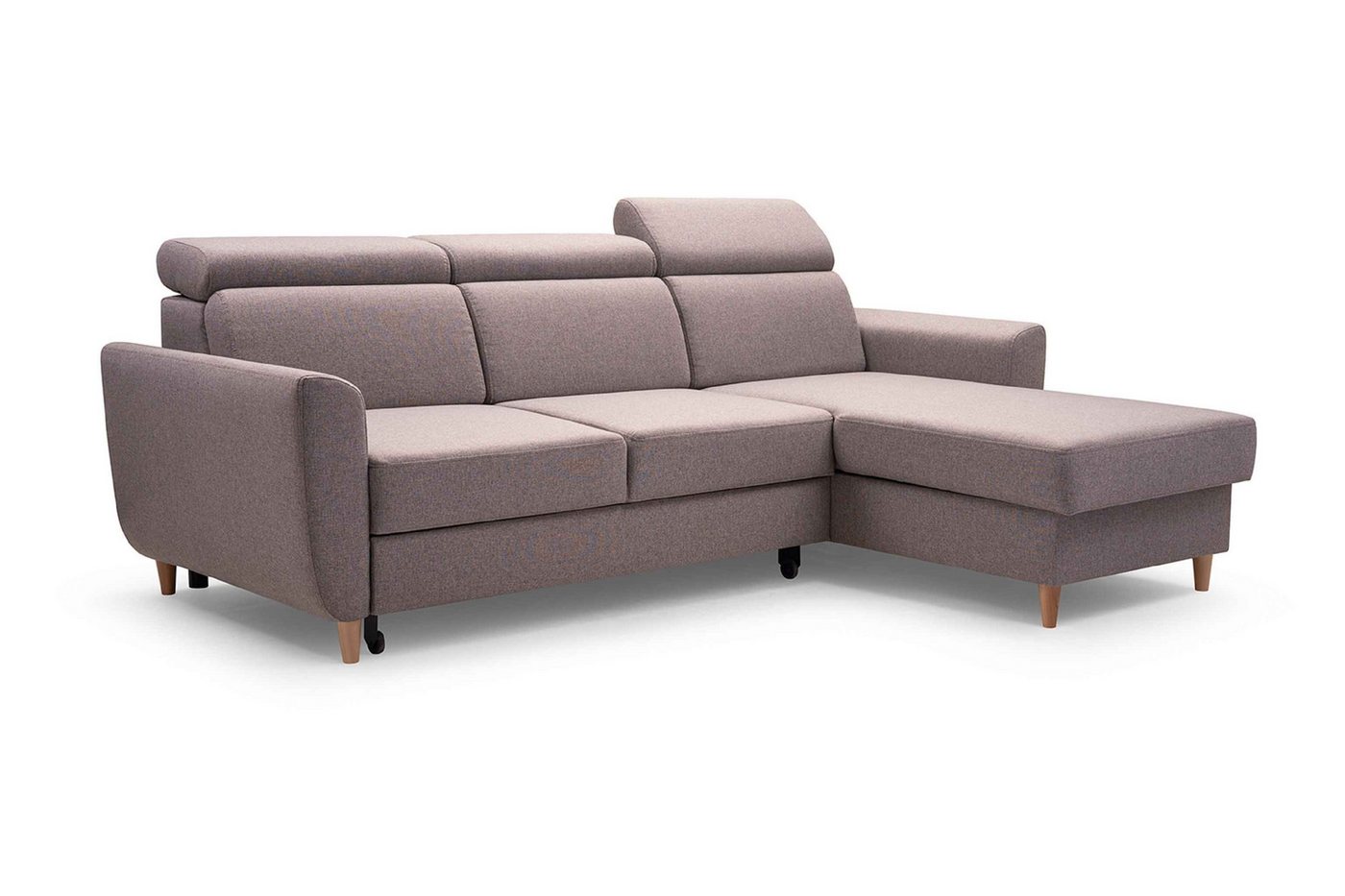 Furnix Ecksofa GUENDOLINE Polsterecke mit Schlaffunktion verstellbare Kopfstützen, Bettkasten, 235x99x170 cm, Liegefläche 130x202 cm, robust & bequem von Furnix