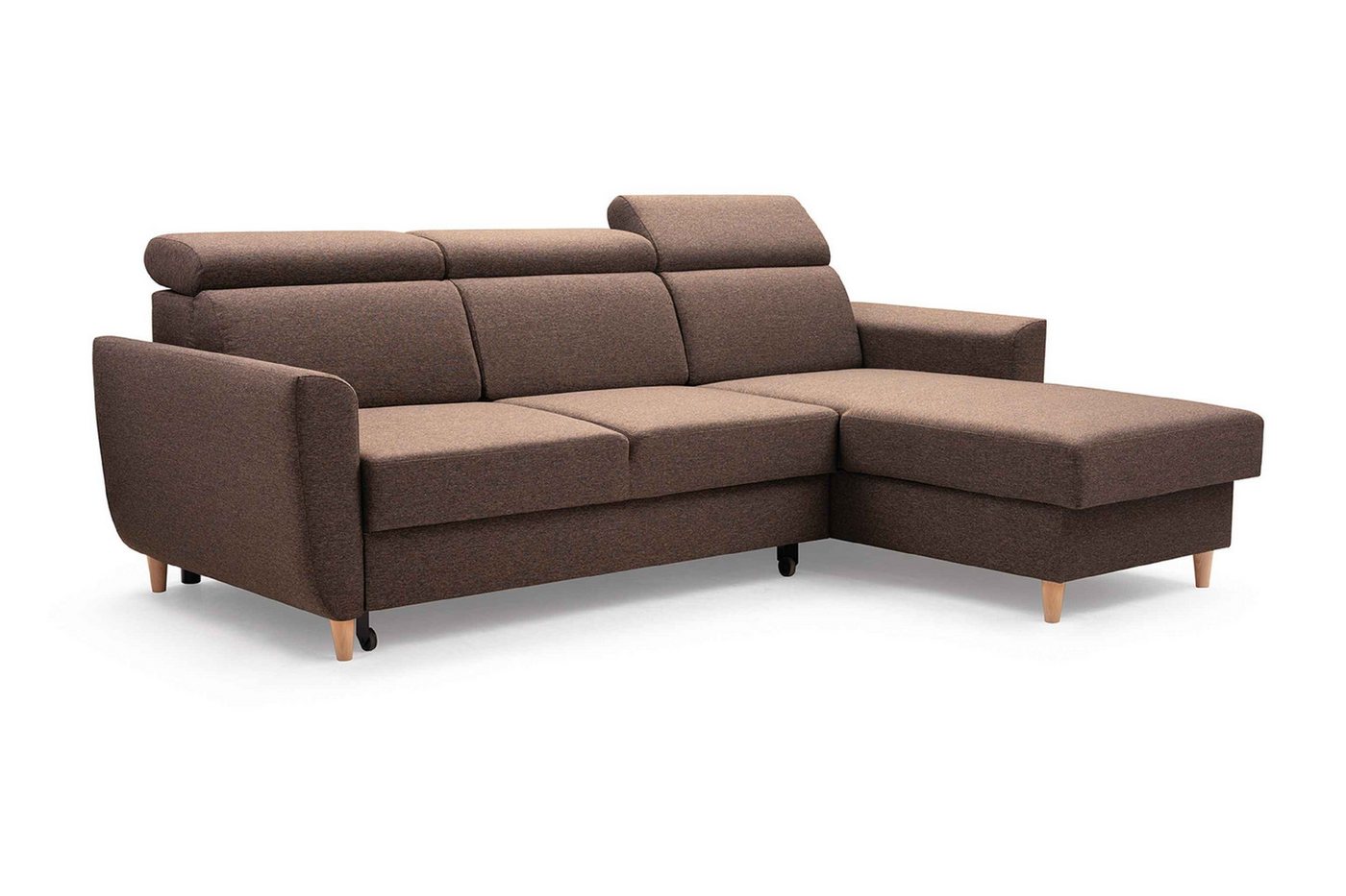 Furnix Ecksofa GUENDOLINE Polsterecke mit Schlaffunktion verstellbare Kopfstützen, Bettkasten, 235x99x170 cm, Liegefläche 130x202 cm, robust & bequem von Furnix