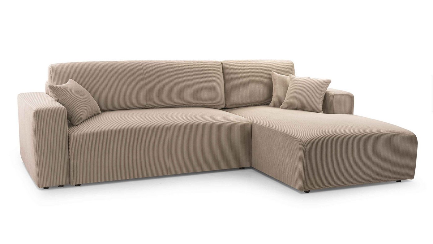 Furnix Ecksofa KAORIM MINI Polsterecke in L-Form mit Schlaffunktion Bettkasten, 279x84x187 cm, Schlaffläche 140x240 cm, topmoderner Polsterstoff von Furnix