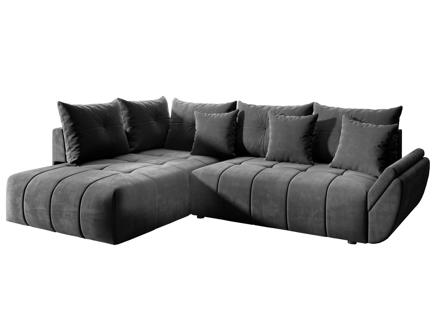 Furnix Ecksofa KORDELIA Polstercouch ausziehbar L-Form Bettkasten und Kissen, DL Automat, BxTxH 266x190x71/91 cm, robust & bequem von Furnix